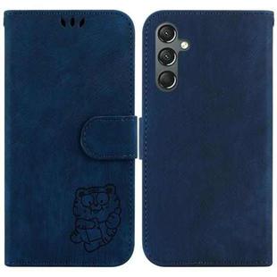 For Samsung Galaxy A24 4G Little Tiger Embossed Leather Phone Case(Dark Blue)