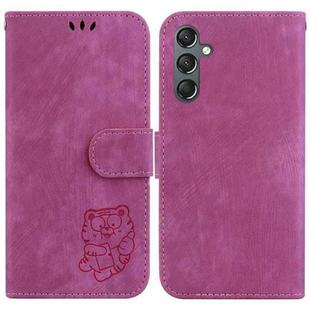 For Samsung Galaxy A25 5G Little Tiger Embossed Leather Phone Case(Rose Red)