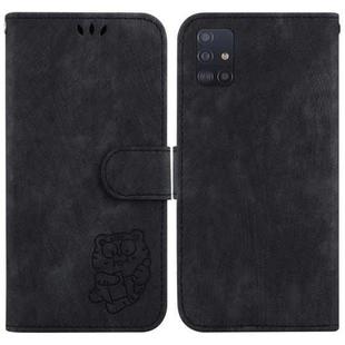 For Samsung Galaxy A51 Little Tiger Embossed Leather Phone Case(Black)