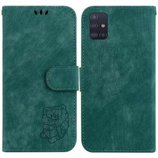 For Samsung Galaxy A71 Little Tiger Embossed Leather Phone Case(Green)