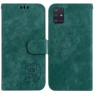 For Samsung Galaxy A71 5G Little Tiger Embossed Leather Phone Case(Green)