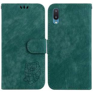 For Samsung Galaxy A02 / M02 India 4G Little Tiger Embossed Leather Phone Case(Green)