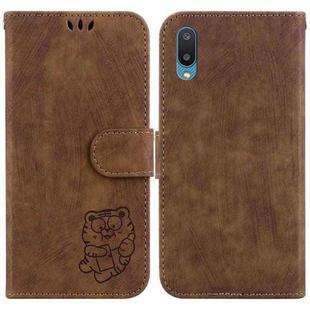For Samsung Galaxy A02 / M02 India 4G Little Tiger Embossed Leather Phone Case(Brown)
