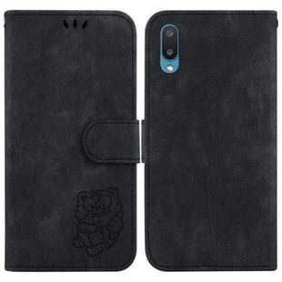 For Samsung Galaxy A02 / M02 India 4G Little Tiger Embossed Leather Phone Case(Black)