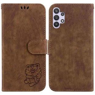 For Samsung Galaxy A32 5G Little Tiger Embossed Leather Phone Case(Brown)