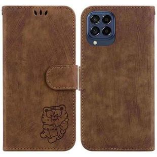 For Samsung Galaxy M53 5G Little Tiger Embossed Leather Phone Case(Brown)