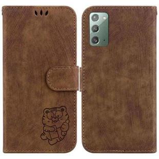 For Samsung Galaxy Note20 Little Tiger Embossed Leather Phone Case(Brown)