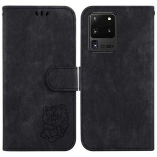 For Samsung Galaxy S20 Ultra Little Tiger Embossed Leather Phone Case(Black)