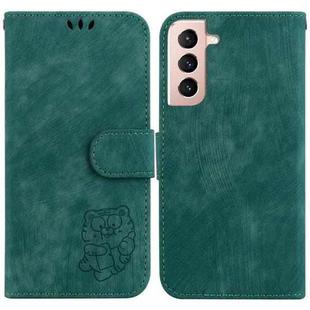 For Samsung Galaxy S21 5G Little Tiger Embossed Leather Phone Case(Green)