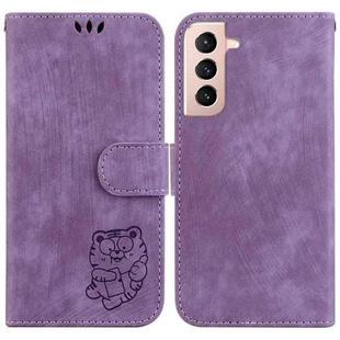 For Samsung Galaxy S21+ 5G Little Tiger Embossed Leather Phone Case(Purple)