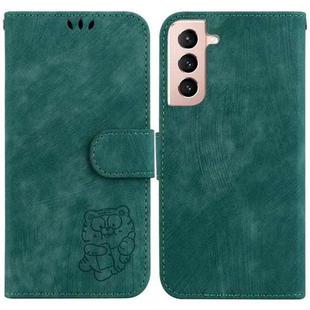 For Samsung Galaxy S22 5G Little Tiger Embossed Leather Phone Case(Green)