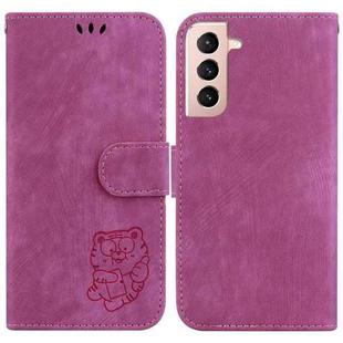 For Samsung Galaxy S22+ 5G Little Tiger Embossed Leather Phone Case(Rose Red)