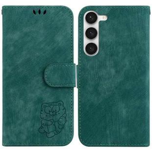 For Samsung Galaxy S23 5G Little Tiger Embossed Leather Phone Case(Green)