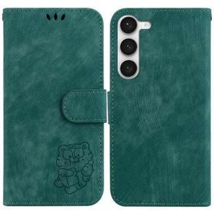 For Samsung Galaxy S23+ 5G Little Tiger Embossed Leather Phone Case(Green)