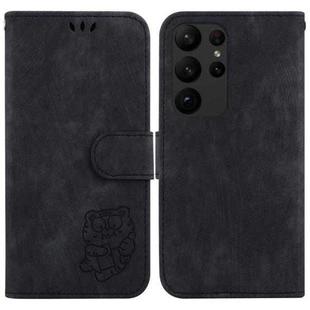 For Samsung Galaxy S23 Ultra 5G Little Tiger Embossed Leather Phone Case(Black)