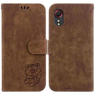 For Samsung Galaxy Xcover 5 Little Tiger Embossed Leather Phone Case(Brown)