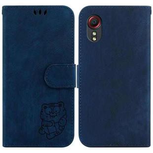 For Samsung Galaxy Xcover 5 Little Tiger Embossed Leather Phone Case(Dark Blue)