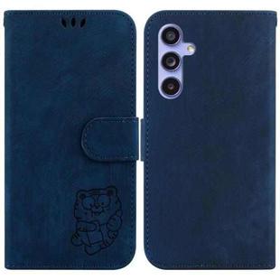 For Samsung Galaxy S23 FE 5G Little Tiger Embossed Leather Phone Case(Dark Blue)