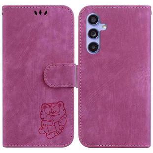 For Samsung Galaxy S23 FE 5G Little Tiger Embossed Leather Phone Case(Rose Red)