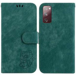 For Samsung Galaxy S20 FE 5G Little Tiger Embossed Leather Phone Case(Green)