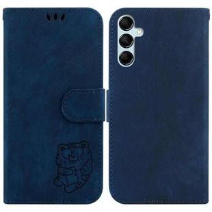 For Samsung Galaxy M34 5G/F34 5G Little Tiger Embossed Leather Phone Case(Dark Blue)