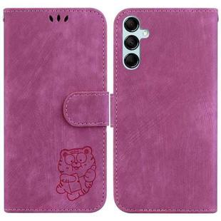 For Samsung Galaxy A15 Little Tiger Embossed Leather Phone Case(Rose Red)