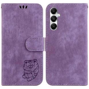 For Samsung Galaxy A05s Little Tiger Embossed Leather Phone Case(Purple)