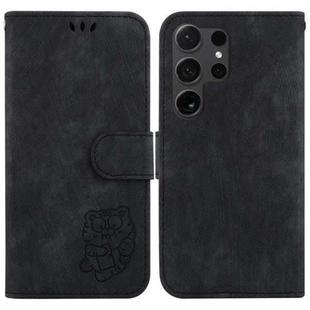 For Samsung Galaxy S24 Ultra 5G Little Tiger Embossed Leather Phone Case(Black)