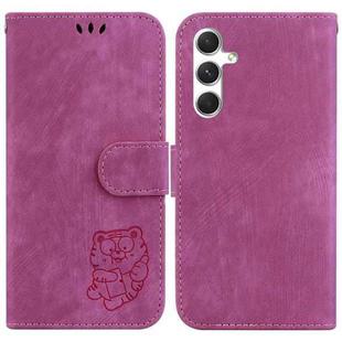 For Samsung Galaxy S24+ 5G Little Tiger Embossed Leather Phone Case(Rose Red)