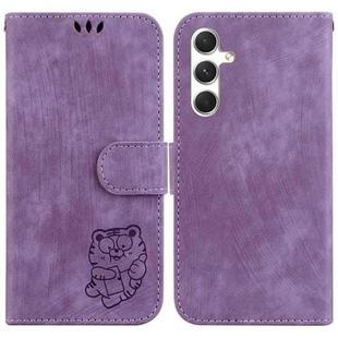 For Samsung Galaxy S24 5G Little Tiger Embossed Leather Phone Case(Purple)