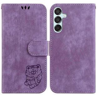 For Samsung Galaxy M15/F15 Little Tiger Embossed Leather Phone Case(Purple)