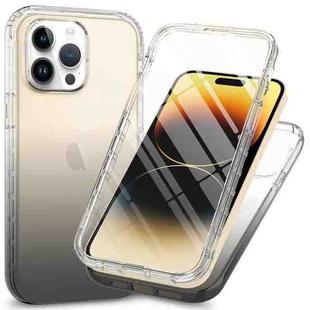 For iPhone 15 Pro Max Full Body Shockproof Clear Gradient Phone Case(Black)