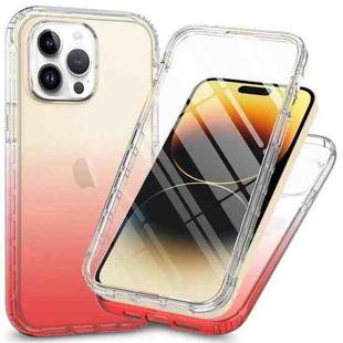 For iPhone 15 Pro Max Full Body Shockproof Clear Gradient Phone Case(Red)