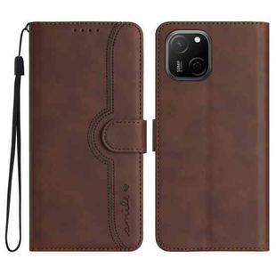 For Huawei Maimang A20 Heart Pattern Skin Feel Leather Phone Case(Brown)