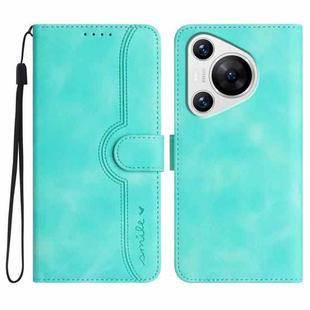 For Huawei Pura 70 Heart Pattern Skin Feel Leather Phone Case(Light Blue)