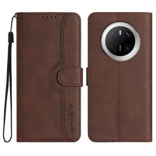 For Huawei Mate 70 Heart Pattern Skin Feel Leather Phone Case(Brown)