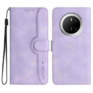 For Huawei Mate 70 Heart Pattern Skin Feel Leather Phone Case(Purple)