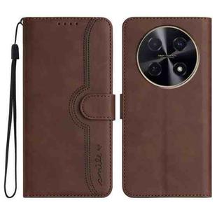 For Huawei nova 12i Heart Pattern Skin Feel Leather Phone Case(Brown)
