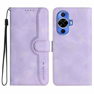 For Huawei nova 12s Heart Pattern Skin Feel Leather Phone Case(Purple)