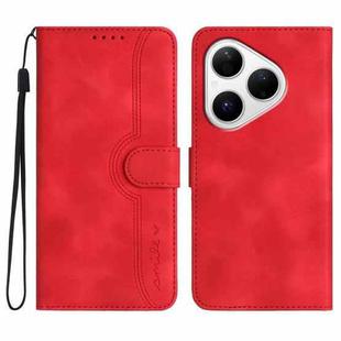 For Huawei Pura 80 5G Heart Pattern Skin Feel Leather Phone Case(Red)