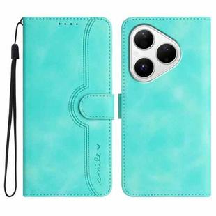 For Huawei Pura 80 5G Heart Pattern Skin Feel Leather Phone Case(Light Blue)