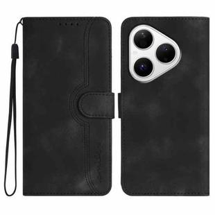 For Huawei Pura 80 5G Heart Pattern Skin Feel Leather Phone Case(Black)