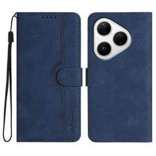 For Huawei Pura 80 5G Heart Pattern Skin Feel Leather Phone Case(Royal Blue)
