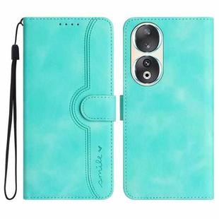 For Honor 90 Heart Pattern Skin Feel Leather Phone Case(Light Blue)