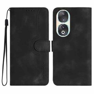 For Honor 90 Heart Pattern Skin Feel Leather Phone Case(Black)