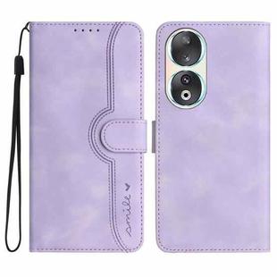 For Honor 90 Heart Pattern Skin Feel Leather Phone Case(Purple)