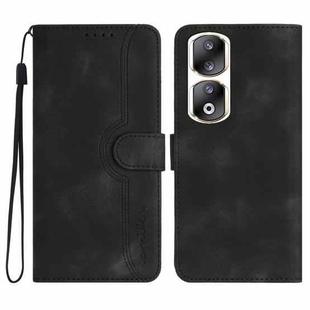 For Honor 90 Pro Heart Pattern Skin Feel Leather Phone Case(Black)