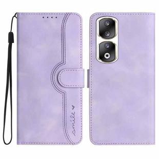 For Honor 90 Pro Heart Pattern Skin Feel Leather Phone Case(Purple)