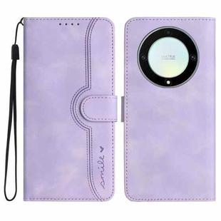 For Honor X40 Heart Pattern Skin Feel Leather Phone Case(Purple)