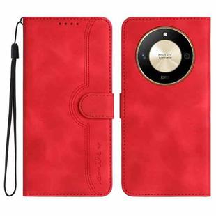 For Honor X50 Heart Pattern Skin Feel Leather Phone Case(Red)